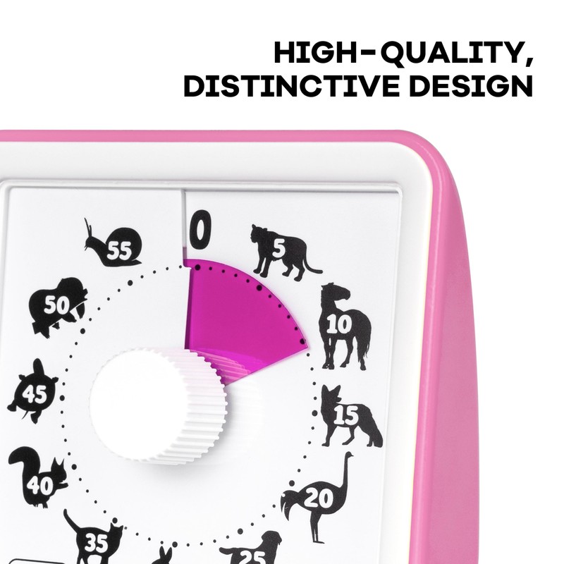 Baby Pink Visual Timer - 60 Min Countdown, Silent, Loud