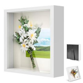 Picture Frame for Filling, Deep Picture Frame for Filling, 25 x 25 cm, with Transparent Acrylic Plate, 3D Object Frame, Deep 3 cm, Square Stereoscopic Frame, Walls, Crafts, White