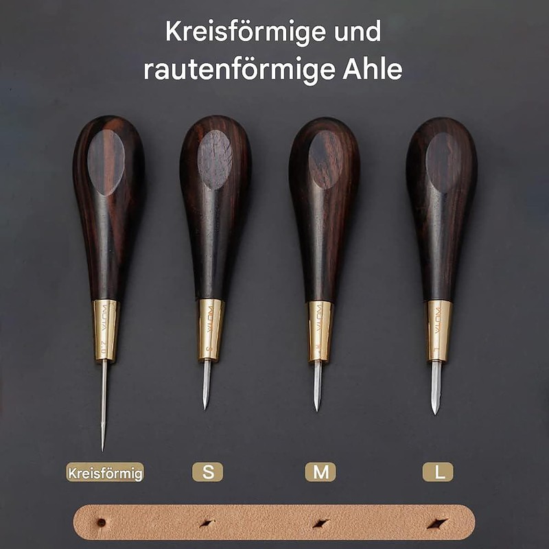 WUTA Leather awl, ebony blackwood & brass awl sewing, leather