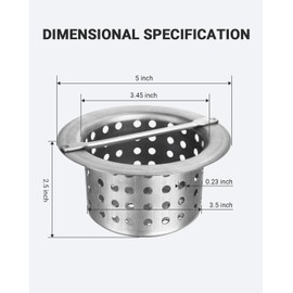 Phivan Commercial Floor Drain Strainer 3-1/2" Sink Drain Strainer Basket Shower Strainer Drain Hair Catcher with Handle Stainless Steel Drainer Filter Used to Prevent Clogging of Kitchen Sinks