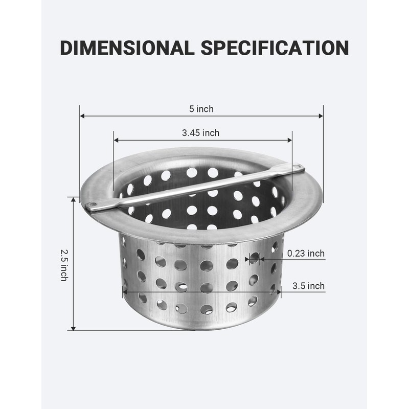 Phivan Commercial Floor Drain Strainer 3-1/2" Sink Drain Strainer Basket