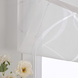 ESLIR Roman Blind Burnout Roman Curtain with Velcro Tape Living Room Curtains Kitchen Transparent Ribbon Roller Blind Modern with Waves Pattern White W x H 60 x 140 cm 1 Piece