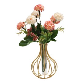 Table Flower Vases,Gold Geometric Metal Frame Clear Glass Tube Bud Vase Hydroponic Plants,Bulb-Shaped Design,Gold Vase Decorative for Fridge,Window,Home,Party(gold 10)