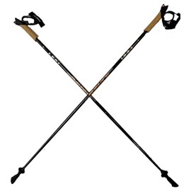 LEKI Nordic Walking Platinium Carbon Series Fixed Length Walking Poles 115cm Brown