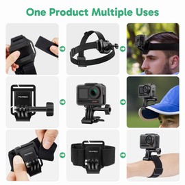 AKASO 2 in 1 Head Mount Headband Head Strap for GoPro Hero 12/11/10/9/8/7/6, DJI Osmo, Insta360 Action Cam