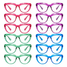GUD 12-Pack Reading Glasses, Half Moon Design Readers For Women, Spring Hinges & Rhinestone Design +2.75