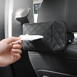 Car Tissue Holder Bag, PU Leather Tissue Box for Car Backseat, Rectangle Napkin Holder fits for tissues Storage and Organization
