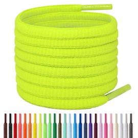 Handshop Half Round Shoelaces 1/4" - Oval Shoe Laces Replacements For Sneakers and Athletic Shoes Sports Neon Green 45.3 inch (115cm)