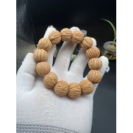 19.5×17mm Bark-Pattern Peach Pit Bracelet 树皮纹桃核手串