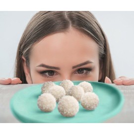 Feel FIT Veganela Balls, vegane Kokosnusspralinen mit ganzen Mandeln im Inneren und Kokosmilchcreme, ohne Zuckerzusatz, ohne Palmöl 63 g