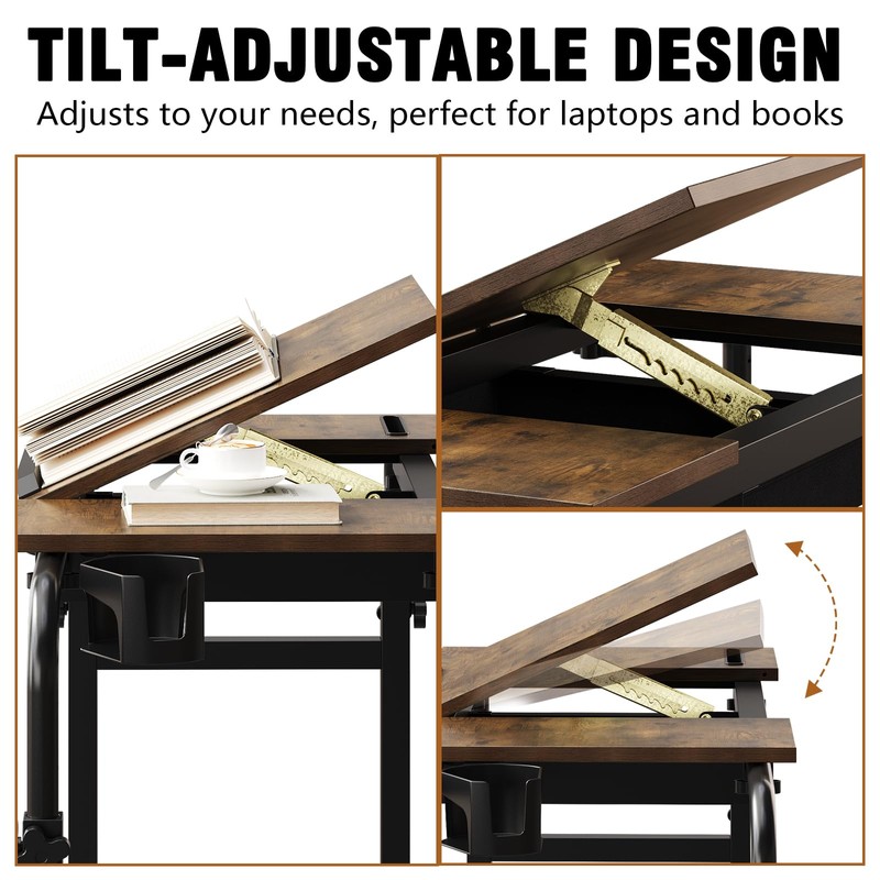 GiftGo Overbed Table with Wheels Rolling Laptop Desk Cart Table