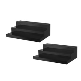 CiaoHER Large Acrylic Wine Liquor Bottle Rack 20x12.5x6.5in 3 Tier Black Countertop Riser Display for Bar Coffee Leisure Station Retail Store Shop Grocery Collection Organizer Stand，2pack