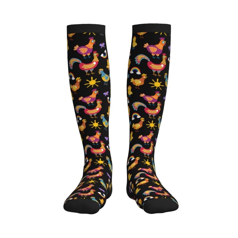 Figtihw Rooster Compression Socks Knee High Support Socks For Women