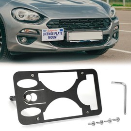 No Drill Front License Frame Compatible with Fiat 124 Spider 2017-2020 Anti-Theft License Plate Tow Hook Mount Holder Car Tag Covers Rust-Proof, Rattle-Proof Car Accessories