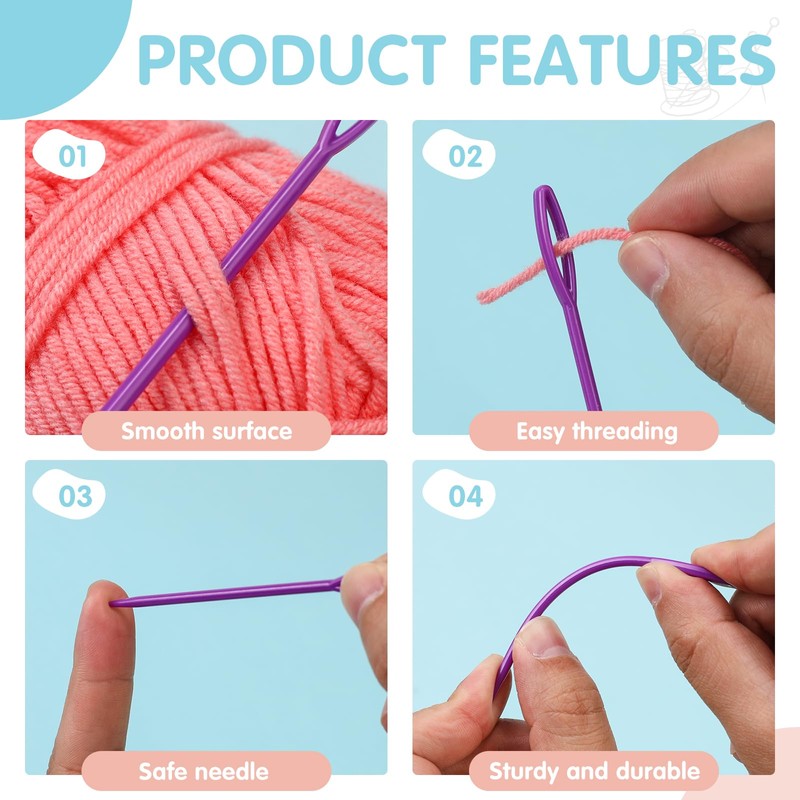 UOOU 67 PCS Plastic Needles, 5 Sizes Yarn Needles, Darning