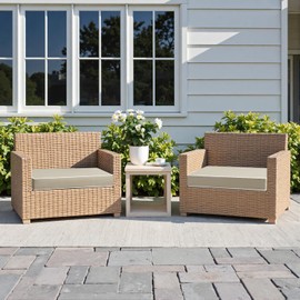 MIULEE 22 x 22 x 3 Outdoor Chair Cushions,Waterproof Seat Cushions with Adjustable Straps,Set of 2 Patio Chair Cushions for Patio Furniture Garden,Beige