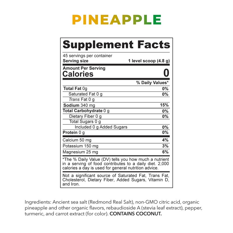 REDMOND Re-Lyte Kids Hydration Electrolyte Mix Powder, Pineapple 7.62 oz