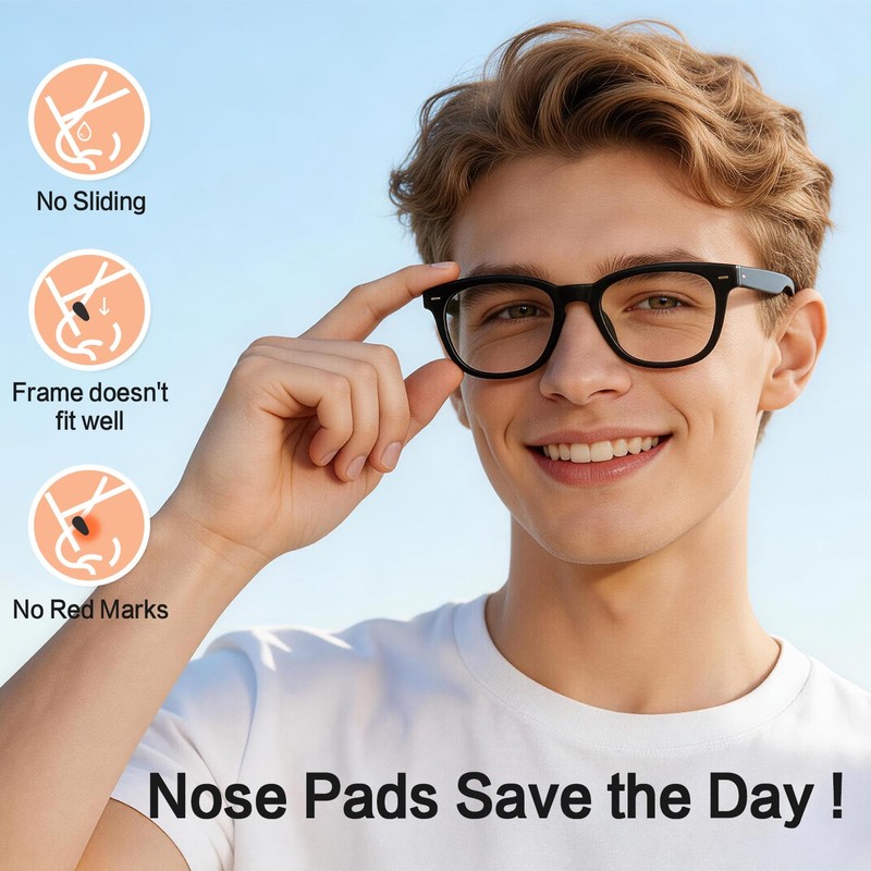 Literry Nose Pads for Glasses, Silicone Anti-Slip (5 Clear Pairs)