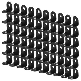 sourcing map 12 x 12mm Angle Bracket Black Corner Brace Fastener L Shaped Right Angle Brackets Corner Protector Shelf Support for Furniture, 60pcs