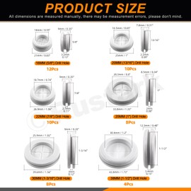 Rustark 52Pcs 6 Sizes White Double Sided Rubber Grommet Assortment Kit Drill Hole Rubber Grommet Rubber Plugs Wire Cable Grommet Firewall Hole Plugs for Holes Wiring