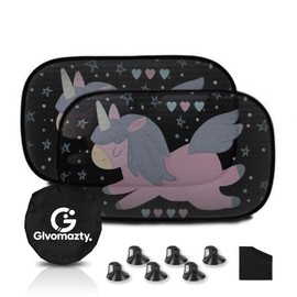 Glvomazty Pack of 2 Car Sun Visors for Windows, Child-Friendly Design with UV Protection, 8 Strong Suction Cups, No Scratches, Universal Suitable for Small Cars, SUVs, Saloons, (A, 51 x 31 cm