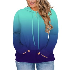 VISLILY Plus Size Sweatshirts for Women Long Sleeve Hoodies Color Block Tops Xl JN 14W