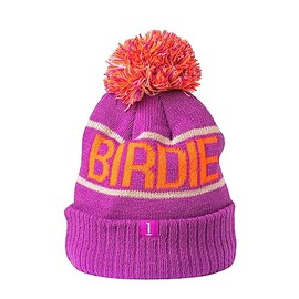 INZO Golf Birdie Blitz Golf Bobble Hat Beanie with Fleece Lining (Purple/Grey/Orange)