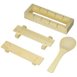 Happy Sales HSCOMS-12 Bamboo Sushi Rice Mold & Paddle Set 1 pc + 1 pc