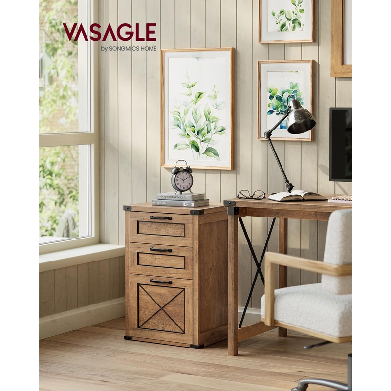 VASAGLE File Cabinet, Filing Cabinet with 3 Drawers, Printer Stand,