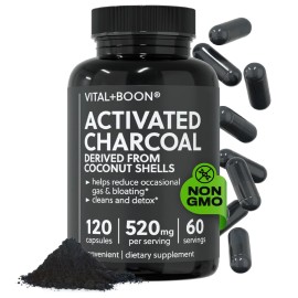 Activated Charcoal Pills – Derived from Coconut Shells – Black Charcoal...