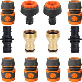 Garden Hose Connector Fittings Set for Hose Pipe, 6 Quick Connector for Hose, 2 Adapter Connector for Tap 3/4''&1/2'' 2 in 1, 2 Double Male Hose Connector,2 Universal Kitchen Tap Connector
