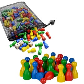 PcvGef Spielfiguren, 108 Teile Brettspiel Zubehör mit Aufbewahrungstasche, Extra Große Spielfiguren für Mensch Ärgere Dich Nicht, Pop Figuren für Familienabende, Spielnacht mit Freunden