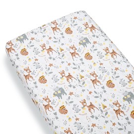 Baby Safe Next To Me Fitted Sheet for Cradle, Mattress Topper for Cradle, 120 x 60 cm, 100% Organic Cotton, Oeko-Tex Certified, Children's Mattress Topper, Forest