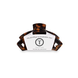 TELETIES - Small Open Hair Clip - Hair Claw Clips for Women - Strong Grip, Bendable Teeth, Comfortable Cutout Design - For Thin to Medium Thick Hair - All Hair Types & Textures - Tortoise