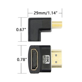 Riertostng 1Pair Right Angle HDMI Male to HDMI Female Adapter 8K, Gold Plated 90 Degree and 270 Degree, Supporting 8K@60Hz, 4K@120Hz, Suitable for Laptops, PC, Projectors, etc- 2Pcs (Up+Down)