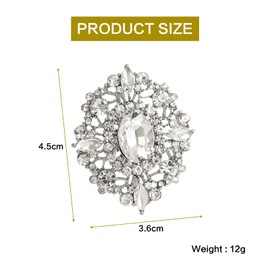 Crystal Rhinestone Brooch for Women Silver Brooch Pins for Women Clear Rhinestone Jewelry Pins for DIY Bridal Wedding Bouquet
