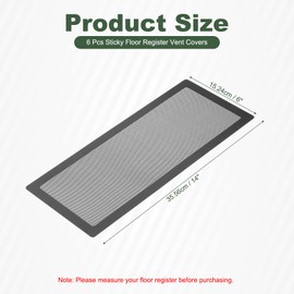 YOKIVE 6 Pcs Floor Vent Covers, Sticky Floor Register Cover PVC Mesh Air Vent Screen Filters, Great for Home Floor, Wall, Ceiling, Catch Debris Hair Dust (Black, 14-Inch x 6-Inch)