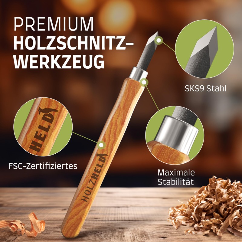 HOLZHELD Carving tool and carving blank (17 pieces) in very