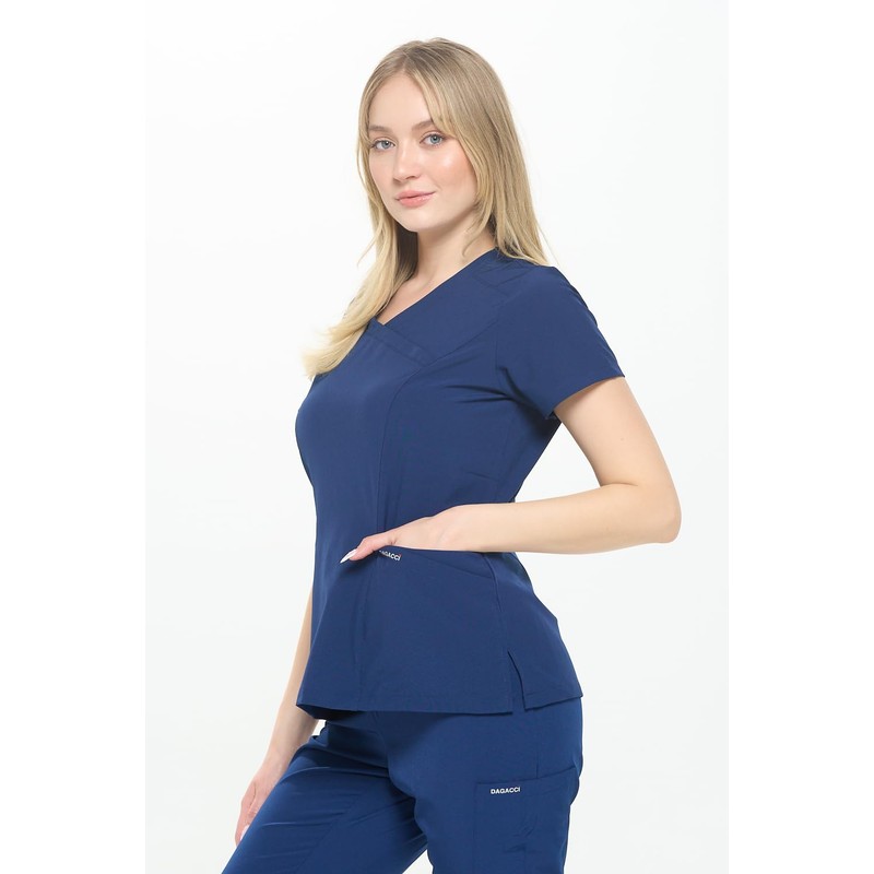 Dagacci Medical Uniform Women's Scrub Set 4-Way Stretch Y-Neck Stitch