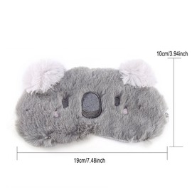 Cute Eye Mask, Animal Fluffy Sleep Eye Cover Sleeping Mask Blindfold with 3D Ears for Kids Girls Women (Koala)