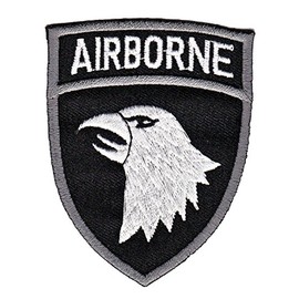 AIRBORNE Eagle Army Badge Black Patch for Iron-On or Sew On Clothes Embroidered Iron-On Patch Applique Patch Size 6.5 x 8.2 cm