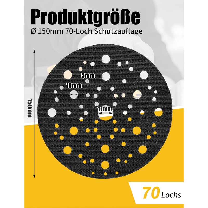 Protective Pad Diameter 150 mm 70-Hole, 1 Piece Sanding Disc