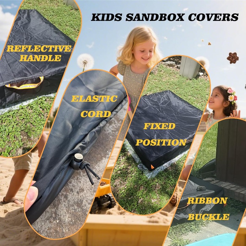 Outdoor Sandbox Cover, Square Kids Sand Box Covers Waterproof and