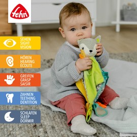 Fehn Baby Toy Fox Comforter Blanket for Newborns Sleeping Aid for Cuddly and Gripping Cuddly Toy Hand Puppet Cuddly Blanket Sleeping Toy for Babies and Toddlers from 0+ Months