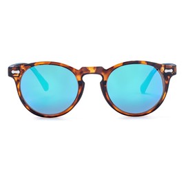 JOVAKIT Vintage Kids Polarized Sunglasses for Girls Boys Age 2-9, Round Sun Glasses for Children UV400 Protection (Tortoise/Green Mirror)