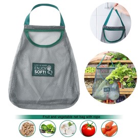 Rayeeley Reusable Mesh Bags Eco Friendly Washable Mesh Bags Breathable Garlic Potato Onion Fruit Vegetable Garbage Bags Organizer Bathroom Storage Bag, Green