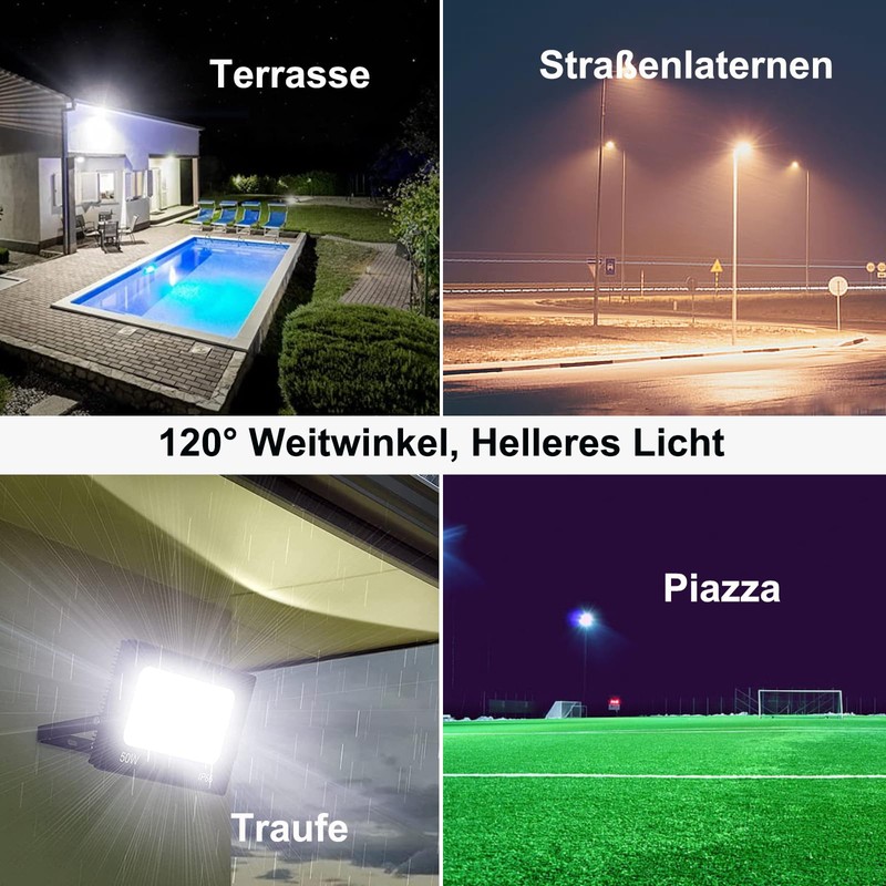 Hopelit 50 W LED Outdoor Spotlight with 3 Metre Plug,