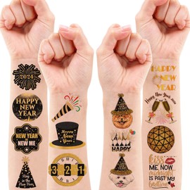 10 Sheets New Years Eve Tattoos Stickers Party Supplies Favors Decorations Happy New Years 2025 Decor Cute Gifts for Kids Men Women