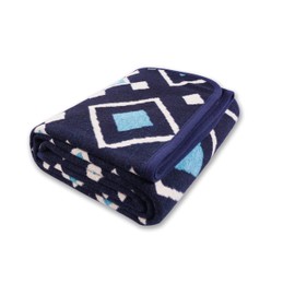 PuTian Merino Wool Blanket - 87" x 63" Thick Warm Soft Large Bed Throw - Great for Camping, Outdoors, Travel, Car, Couch, All Seasons, Blue Check