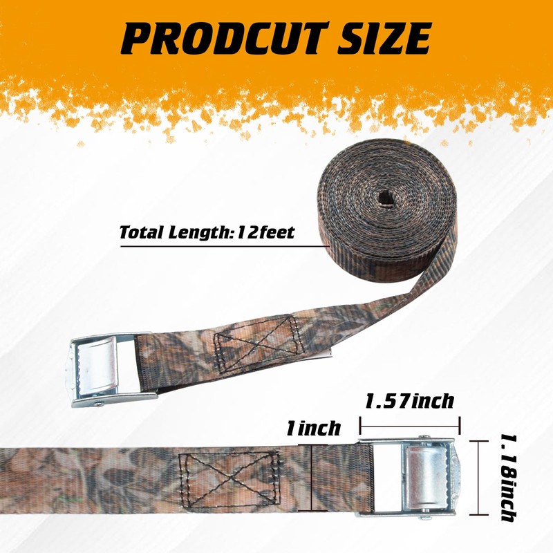 TUMAX 1" x 12' Lashing Straps Cargo Tie-Down Strap Up